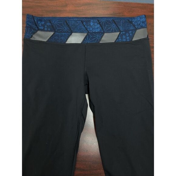 Lululemon Run Inspire Crop ll Sashiko Reflective Black Mesh Blue Hyper Leggings - Picture 2 of 7